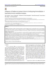 Adequacy of Dialysis in Iranian Patients Undergoing Hemodialysis: a Systematic Review and Meta-Analysis