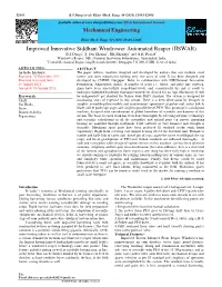 Improved Innovative Siddhant Windrower Automated Reaper (IISWAR) B.S Dangi 1, S