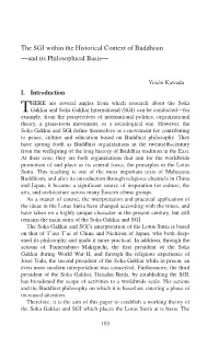 The SGI Within the Historical Context of Buddhism —And Its Philosophical Basis—