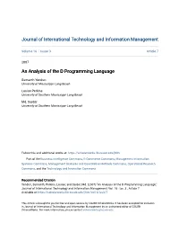 An Analysis of the D Programming Language