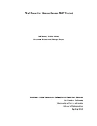 Final Report for George Sanger ADAT Project