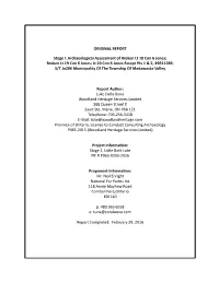 Original Report Stage 1 Archaeological Assessment of Broken Lt 18 Con 6