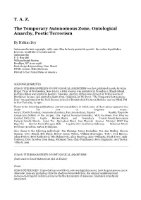 T. A. Z. the Temporary Autonomous Zone, Ontological Anarchy, Poetic Terrorism