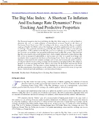The Big Mac Index: a Shortcut to Inflation and Exchange Rate