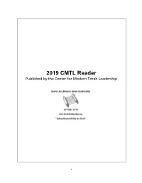 2019 CMTL Reader Published by the Center for Modern Torah Leadership