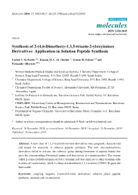 Application in Solution Peptide Synthesis