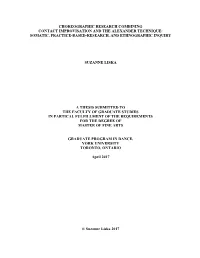 Choreographic Research Combining Contact Improvisation and the Alexander Technique: Somatic, Practice-Based-Research, and Ethnographic Inquiry