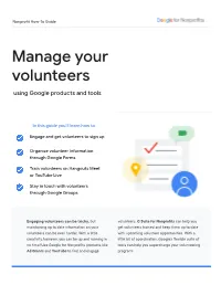Manage Your Volunteers Using Google Products and Tools