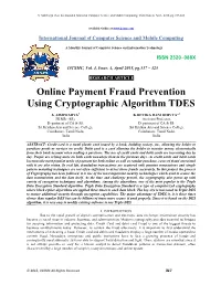 Online Payment Fraud Prevention Using Cryptographic Algorithm TDES