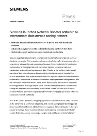 Siemens Launches Network Booster Software to Interconnect Data Across Sorting Centers