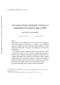 The Analysis of Factors Affecting the Architecture of Isfahan Bathes from Safavid to Qajar Via SPSS