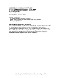Using Macromedia Flash MX Workshop Notes