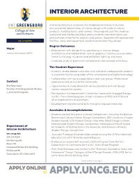 At APPLY.UNCG.EDU INTERIOR ARCHITECTURE