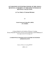 Automation System Procedure of the Ghana Revenue Authority on the Effectiveness of Revenue Collection