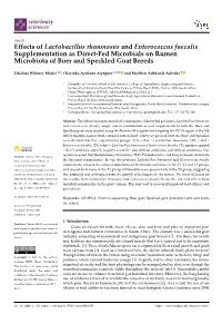 Effects of Lactobacillus Rhamnosus and Enterococcus Faecalis Supplementation As Direct-Fed Microbials on Rumen Microbiota of Boer and Speckled Goat Breeds