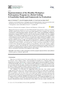 Implementation of the Healthy Workplace Participatory Program in a Retail Setting: a Feasibility Study and Framework for Evaluation