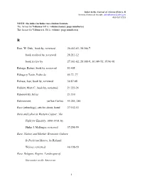 Journal of Arizona History Index, R