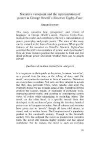 Narrative Viewpoint and the Representation of Power in George Orwell’S Nineteen Eighty-Four