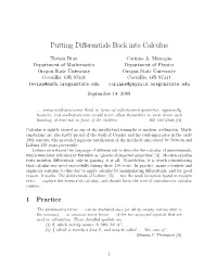 Putting Differentials Back Into Calculus