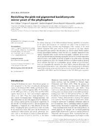 Red Pigmented Basidiomycete Mirror Yeast of the Phyllosphere Alec Cobban1, Virginia P