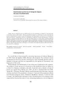 Secularisation and the Rise of Immigrant Religions: the Case of the Netherlands