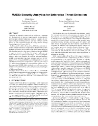 Security Analytics for Enterprise Threat Detection