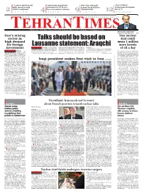 Talks Should Be Based on Lausanne Statement: Araqchi