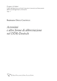 Acronimi E Altre Forme Di Abbreviazione Nel DDR-Deutsch