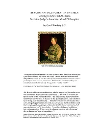 BE SUBSTANTIALLY GREAT in THY SELF: Getting to Know C.E.W. Bean; Barrister, Judge’S Associate, Moral Philosopher