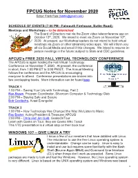 FPCUG Notes for November 2020 Editor: Frank Fota (Fotafm@Gmail.Com)
