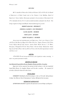 Page 1 of 19 MINUTES BE IT Remembered That on the 3Rd Day of February 2020, at 9:00 A.M., the Board of Supervisors of Hinds Coun