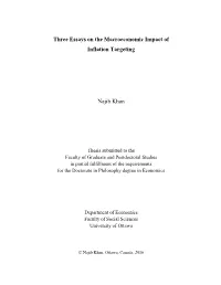 Three Essays on the Macroeconomic Impact of Inflation Targeting Najib