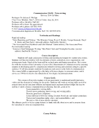 1 Communication 320-50 – News Writing Summer 2016 Syllabus