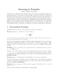 Factoring & Primality