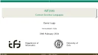 INF2080 Context-Sensitive Langugaes