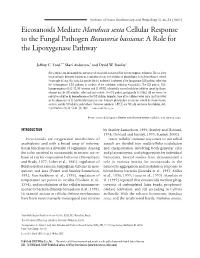 Eicosanoids Mediate Manduca Sexta Cellular Response to the Fungal Pathogen Beauveria Bassiana: a Role for the Lipoxygenase Pathway