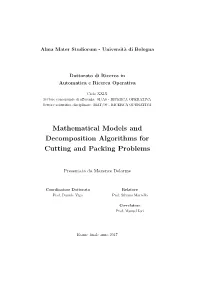 Mathematical Models and Decomposition Algorithms for Cutting and Packing Problems