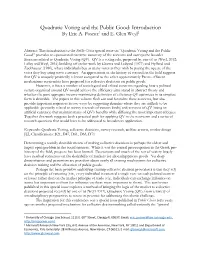Quadratic Voting and the Public Good: Introduction by Eric A