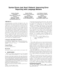 Syntax Errors Just Aren't Natural: Improving Error Reporting With