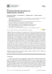 Disability-Related Questions for Administrative Datasets