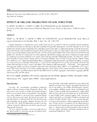 Effect of Organic Production on Soil Structure