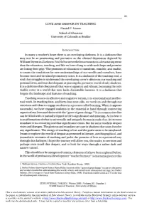 LOVE and DESPAIR in TEACHING Daniel P