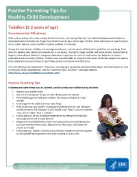 Positive Parenting Tips for Healthy Child Development Toddlers (1-2 Year Of