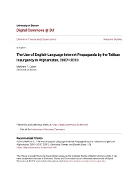 The Use of English-Language Internet Propaganda by the Taliban Insurgency in Afghanistan, 2007–2010
