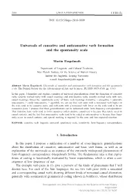 Universals of Causative and Anticausative Verb Formation and the Spontaneity Scale