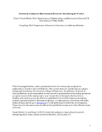 1 Sensitivity Analysis in Observational Research: Introducing the E-‐Value