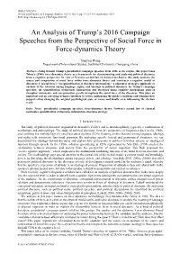 An Analysis of Trump's 2016 Campaign Speeches from The