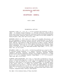 Biographical Sketches of Secretaries