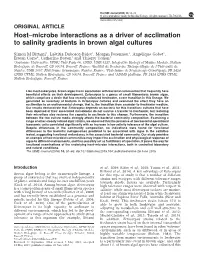 Host–Microbe Interactions As a Driver of Acclimation to Salinity Gradients in Brown Algal Cultures
