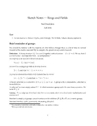 Sketch Notes — Rings and Fields